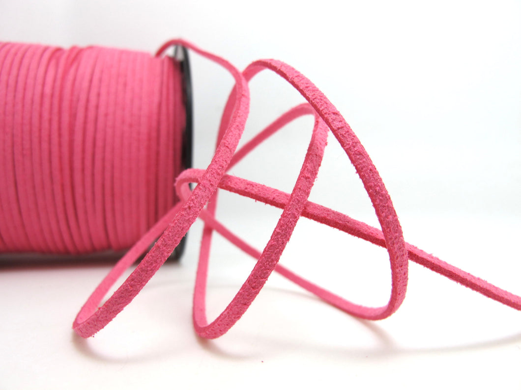 5 Yards 2.5mm Faux Suede Leather Cord|Bright Fuchsia|Faux Leather String Jewelry Findings|Microfiber Craft Supplies