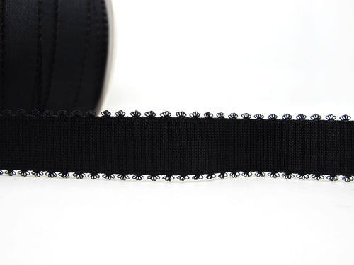 CLEARANCE|6 Yards 3/4 Inch Black Picot Edge Decorative Pattern Lingerie Elastic|Headband Elastic|Skinny Narrow Stretch Lace|Bra Strap[EL67]