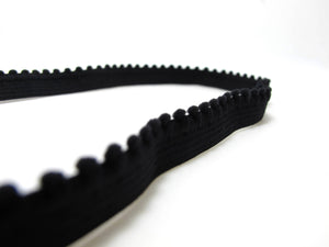CLEARANCE|8 Yards 1/2 Inch Black Ball Edge Decorative Pattern Lingerie Elastic|Headband Elastic|Skinny Narrow Stretch Lace|Bra Strap/EL79
