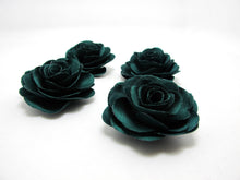 Load image into Gallery viewer, 2 Pieces 1 9/16 Inches Green Satin Fabric Flower|Layered Flower|Hair Flower|Flower Brooch Pin|Hair Clip|Clothing Decorative Embellishment