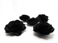 Charger l&#39;image dans la galerie, 2 Pieces 1 9/16 Inches Black Satin Fabric Flower|Layered Flower|Hair Flower|Flower Brooch Pin|Hair Clip|Clothing Decorative Embellishment