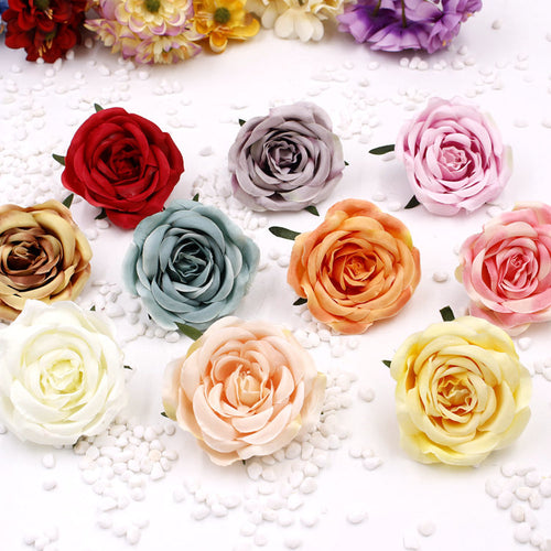 7 cm Artificial Flowers|Rose Decor|Floral Hair Accessories|Wedding Bridal Decoration|Fake Flowers|Silk Roses|Bouquet|Ombre Colorful