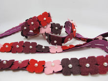 Load image into Gallery viewer, 7/8 Inch Wine Felt Flower with Pearl Embroidered on Velvet Ribbon|Sewing|Quilting|Craft Supplies|Hair Accessories|Necklace DIY|Costumes