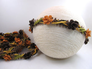 3/4 Inch Brown Braided Felt Trim with Felt Flower|Headband Trim|Sewing|Quilting|Craft Supplies|Hair Accessories|Necklace DIY