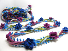 Load image into Gallery viewer, 3/4 Inch Blue Braided Felt Trim with Felt Flower|Headband Trim|Sewing|Quilting|Craft Supplies|Hair Accessories|Necklace DIY