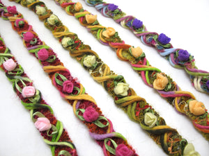 3/4 Inch Yarn Braided Embroidered Flower Trim|Felt Flower|Hairband Supplies|Accessories Headband|Winter Costume Doll Cosy Ribbon