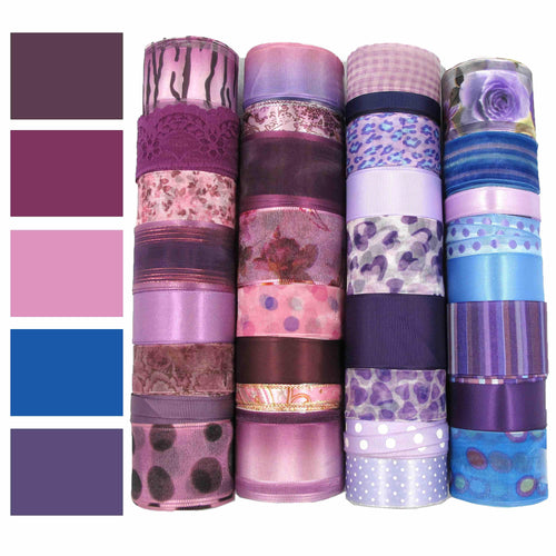 Purple Ribbon Set|Grosgrain Ribbon|Satin Ribbon|Organza Ribbon|Hair Bow Supplies|Scrapbook|Craft supplies|Party Decor|Giftwrap