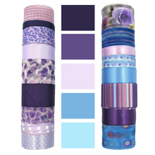 Load image into Gallery viewer, Purple Ribbon Set|Grosgrain Ribbon|Satin Ribbon|Organza Ribbon|Hair Bow Supplies|Scrapbook|Craft supplies|Party Decor|Giftwrap
