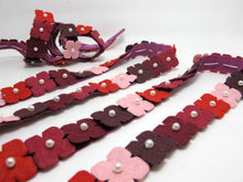 画像をギャラリービューアに読み込む, 7/8 Inch Wine Felt Flower with Pearl Embroidered on Velvet Ribbon|Sewing|Quilting|Craft Supplies|Hair Accessories|Necklace DIY|Costumes