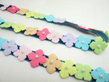 画像をギャラリービューアに読み込む, 7/8 Inch Rainbow Felt Flower with Pearl Embroidered on Velvet Ribbon|Sewing|Quilting|Craft Supplies|Hair Accessories|Necklace DIY|Costumes