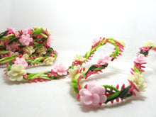 Load image into Gallery viewer, 3/4 Inch Pink &amp; Green Braided Felt Trim with Felt Flower|Headband Trim|Sewing|Quilting|Craft Supplies|Hair Accessories|Necklace DIY