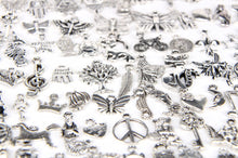 Charger l&#39;image dans la galerie, 100 Pieces Mix Pack of Silver Charms Collection|Antique Silver Charm Pendants|Bracelet Accessories Making