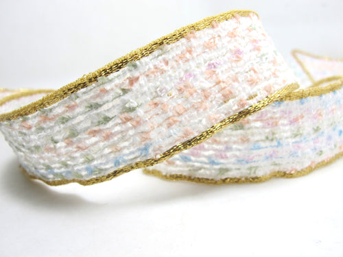 28mm White Multicolored Yarn Novelty Trim|Woven Knitted Trim|Decorative Embellishment|Hairband Accessories Making