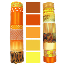 Load image into Gallery viewer, Orange and Brown Ribbon Set|Grosgrain Ribbon|Satin Ribbon|Organza Ribbon|Hair Bow Supplies|Scrapbook|Craft supplies|Party Decor|Giftwrap