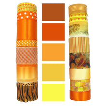 Load image into Gallery viewer, Yellow and Orange Ribbon Set|Grosgrain Ribbon|Satin Ribbon|Organza Ribbon|Hair Bow Supplies|Scrapbook|Craft supplies|Party Decor|Giftwrap