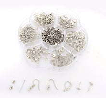 Charger l&#39;image dans la galerie, Box Set of Silver Tone Earring Findings|DIY Earring Kit|Earring Making|Jewelry Making Kit|Leverback Earwire|Earring Hooks|Ball Post