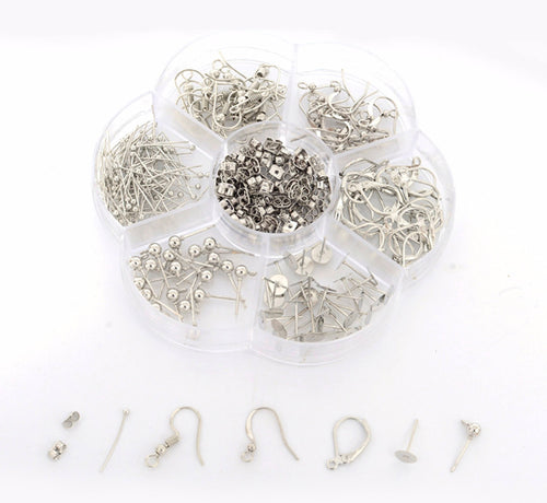 Box Set of Silver Tone Earring Findings|DIY Earring Kit|Earring Making|Jewelry Making Kit|Leverback Earwire|Earring Hooks|Ball Post
