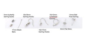 Box Set of Silver Tone Earring Findings|DIY Earring Kit|Earring Making|Jewelry Making Kit|Leverback Earwire|Earring Hooks|Ball Post