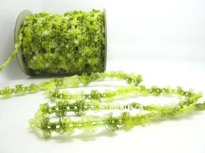 2 Yards Green Ombre Chiffon Woven Rococo Ribbon Trim|Decorative Floral Ribbon|Scrapbook Materials|Decor|Craft Supplies
