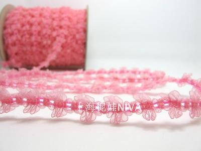 2 Yards Pink Chiffon Woven Rococo Ribbon Trim|Decorative Floral Ribbon|Scrapbook Materials|Decor|Craft Supplies