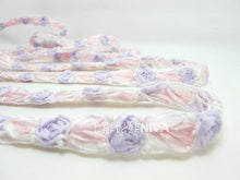 Charger l&#39;image dans la galerie, 5/8 Inch Embroidered Rose Bud|Purple and Pink|Colorful Flower Ribbon Trim|Scrapbook|Doll Lace|Quilt|Sewing Couture|Supplies|Craft DIY|WR3087