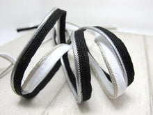 Load image into Gallery viewer, 5 Yards 3/8 Inch Black or White Silver Shiny Braided Lip Cord Trim|Piping Trim|Pillow Trim|Cord Edge Trim|Upholstery Edging Trim
