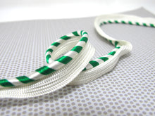 Load image into Gallery viewer, 5 Yards 3/8 Inch Green and White Satin Braided Lip Cord Trim|Piping Trim|Pillow Trim|Cord Edge Trim|Upholstery Edging Trim