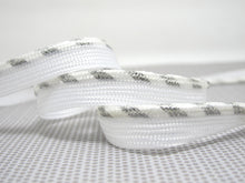 Load image into Gallery viewer, 5 Yards 1/2 Inch Silver and White Shiny Braided Lip Cord Trim|Piping Trim|Pillow Trim|Cord Edge Trim|Upholstery Edging Trim