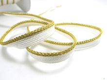 Load image into Gallery viewer, 5 Yards 3/8 Inch Metallic Gold Braided Lip Cord Trim|Piping Trim|Pillow Trim|Cord Edge Trim|Upholstery Edging Trim