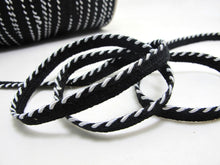 Load image into Gallery viewer, 5 Yards 3/8 Inch Black and White Braided Lip Cord Trim|Piping Trim|Pillow Trim|Cord Edge Trim|Upholstery Edging Trim