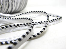 Load image into Gallery viewer, 5 Yards 3／8 Inch White and Black Satin Lip Cord Trim|Piping Trim|Pillow Trim|Cord Edge Trim|Upholstery Edging Trim