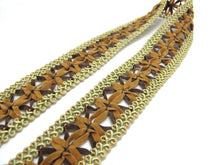 Load image into Gallery viewer, 1 3/8 Inches Faux Leather Woven Trim|Gimp Trim|Braided Trim|PU Leather|Belt Straps|Bag Edging|Hollow Ribbon|Sewing Supplies Embellishment