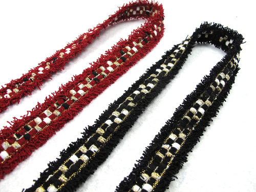 25mm Black Or Red Yarn Novelty Trim|Chenille|Lampshade|Confetti|Glittery Gold|Decorative Embellishment|Hairband Accessories