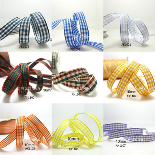 3 yards 10mm Gingham Checkered Ribbon|Craft Supplies|Gift Packaging Ribbon|Bow Accessory Making