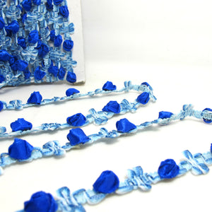 2 Yards Blue Woven Rococo Ribbon Trim|Decorative Floral Ribbon|Scrapbook Materials|Clothing|Decor|Craft Supplies