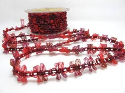 2 Yards Red Ombre Chiffon Woven Rococo Ribbon Trim|Decorative Floral Ribbon|Scrapbook Materials|Decor|Craft Supplies