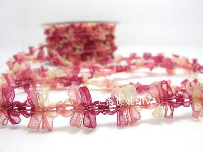 2 Yards Fuchsia Red Ombre Chiffon Woven Rococo Ribbon Trim|Decorative Floral Ribbon|Scrapbook Materials|Decor|Craft Supplies