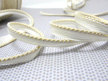Load image into Gallery viewer, 5 Yards 3/8 Inch Metallic Gold and White Braided Lip Cord Trim|Piping Trim|Pillow Trim|Cord Edge Trim|Upholstery Edging Trim