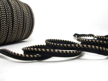 Load image into Gallery viewer, 5 Yards 3/8 Inch Black and Brown Satin Lip Cord Trim|Piping Trim|Pillow Trim|Cord Edge Trim|Upholstery Edging Trim