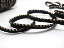 Load image into Gallery viewer, 5 Yards 3/8 Inch Black and Brown Satin Lip Cord Trim|Piping Trim|Pillow Trim|Cord Edge Trim|Upholstery Edging Trim