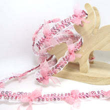 Load image into Gallery viewer, 2 Yards Chiffon Bow Woven Rococo Ribbon Trim on Chiffon Ribbon|Decorative Floral Ribbon|Scrapbook Materials|Clothing|Decor|Craft Supplies