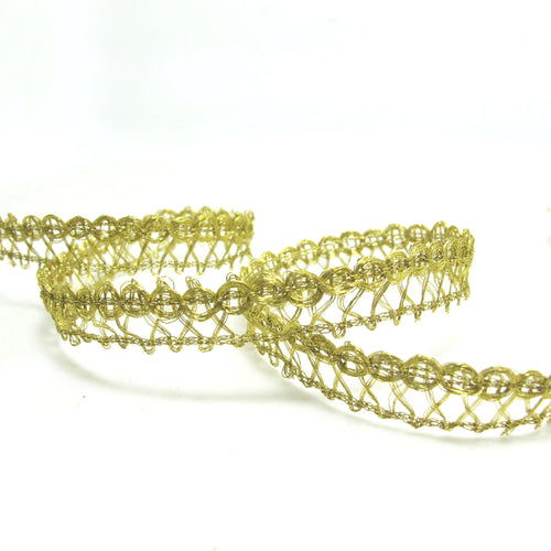 3 Yards 1/2 Inch Gold Thread Woven Rosette Metallic Trim|Passementerie|Braided Gimp Trim|Embellishment|Craft Supplies|Wavy Trim Ribbon