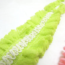 Load image into Gallery viewer, 1 3/8 Inches Neon Color Pleated Ruffled Trim|Woven Gimp Trim|Tulle Material|Costume Making|Baby Hairband Trim|Lace Trim