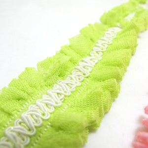 1 3/8 Inches Neon Color Pleated Ruffled Trim|Woven Gimp Trim|Tulle Material|Costume Making|Baby Hairband Trim|Lace Trim