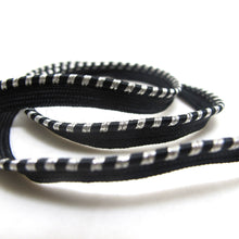 Load image into Gallery viewer, 5 Yards 3/8 Inch Black and Silver Braided Lip Cord Trim|Piping Trim|Pillow Trim|Cord Edge Trim|Upholstery Edging Trim