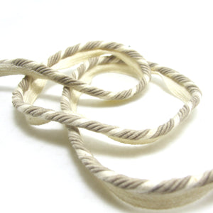 5 Yards 3/8 Inch Beige and Ivory Twisted Braided Lip Cord Trim|Piping Trim|Pillow Trim|Cord Edge Trim|Upholstery Edging Trim