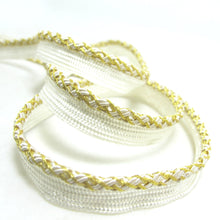 Load image into Gallery viewer, 5 Yards 3/8 Inch Metallic Gold Twisted Shiny Braided Lip Cord Trim|Piping Trim|Pillow Trim|Cord Edge Trim|Upholstery Edging Trim