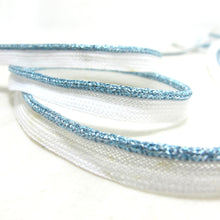 Charger l&#39;image dans la galerie, 5 Yards 3/8 Inch Blue Glittery White Braided Lip Cord Trim|Piping Trim|Pillow Trim|Cord Edge Trim|Upholstery Edging Trim
