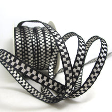 Load image into Gallery viewer, 1/4 Inch Black and Silver Threaded Woven Trim|Shiny Narrow Ribbon|Decorative Embellishment|Costume Clothing Edging|Hair Sewing Supplies