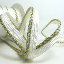 Load image into Gallery viewer, 3 Yards 3/8 Inch Gold and Silver Braided Lip Cord Trim|Piping Trim|Pillow Trim|Cord Edge Trim|Upholstery Edging Trim